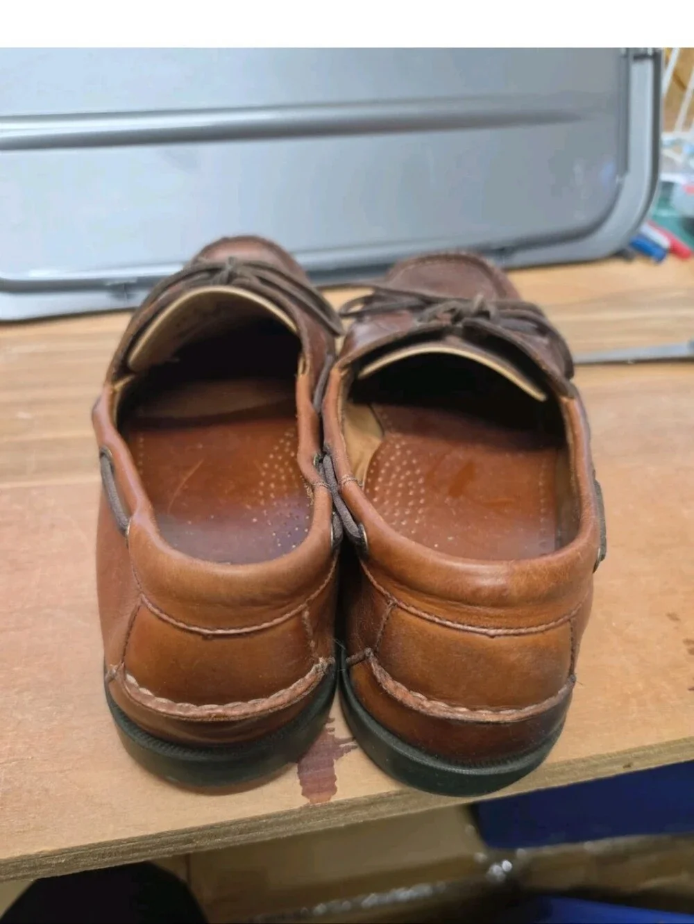 LL Bean Boat Shoes Mens 13D Brown Leather Casco Bay Moccasin Loafers Casual
